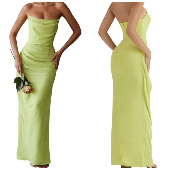 House of CB Dresses & Skirts - House of CB Adrienne Lime Strapless Corset Gown XS NWT